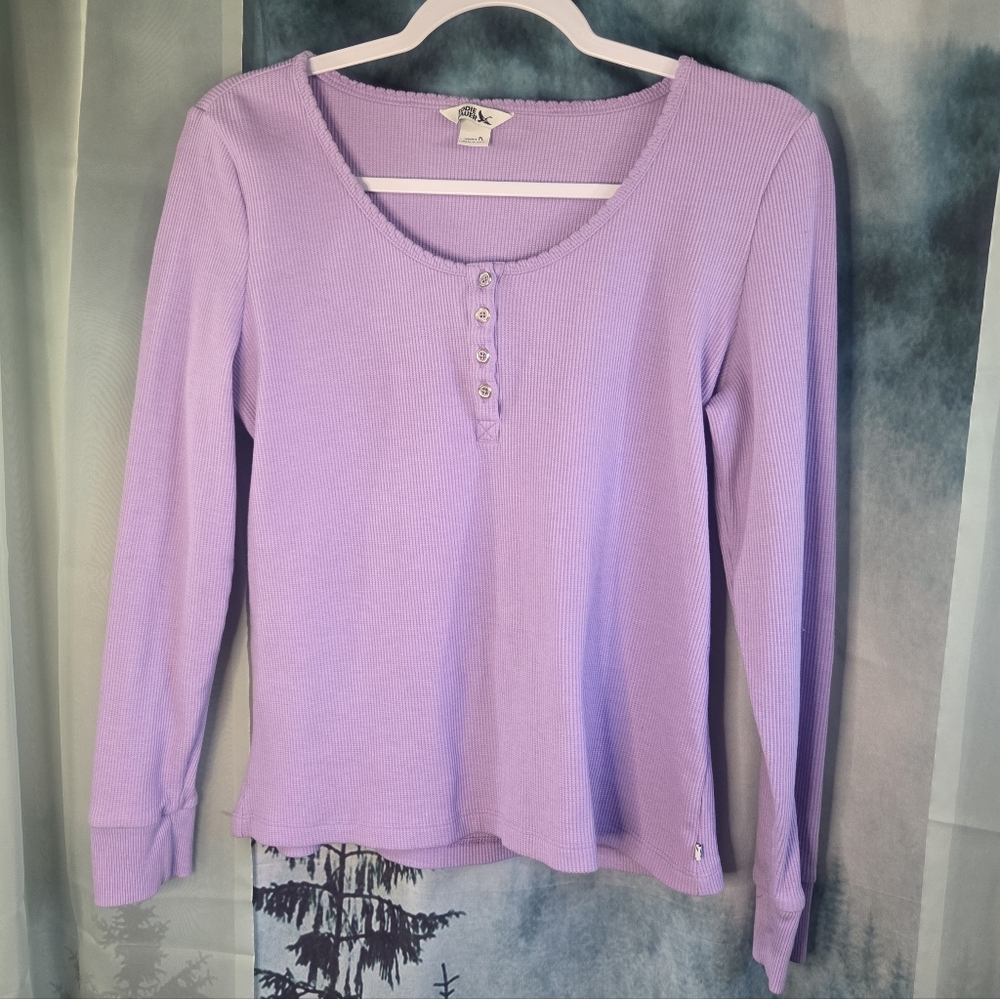 Eddie Bauer Lavender Ribbed Long Sleeve Henley Top